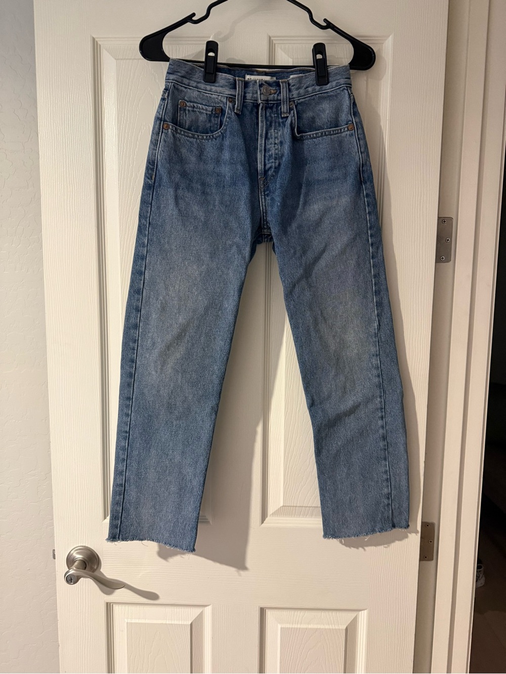 Re/Done High-Rise Straight-Leg Blue Jeans